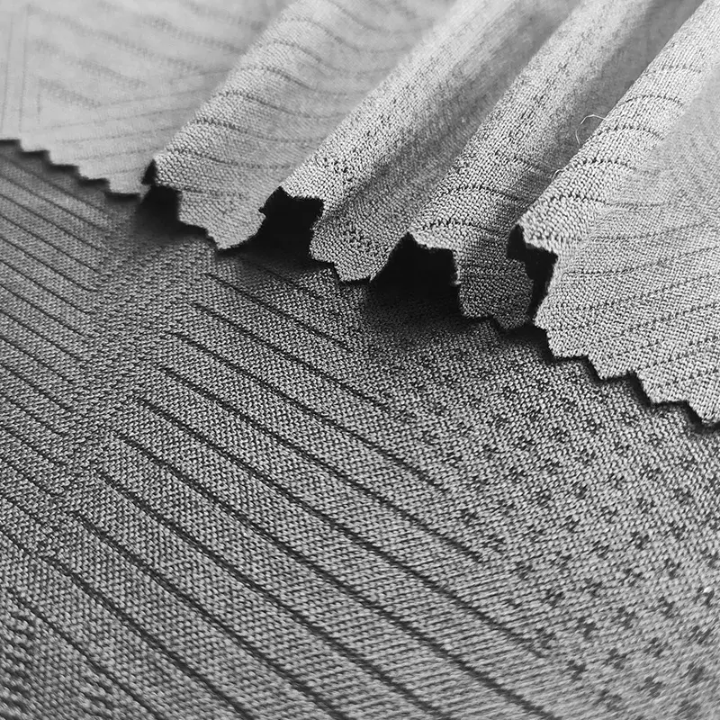 Tessuto a rete in maglia jacquard elasticizzato in Nylon elastan per t-shirt sportiva