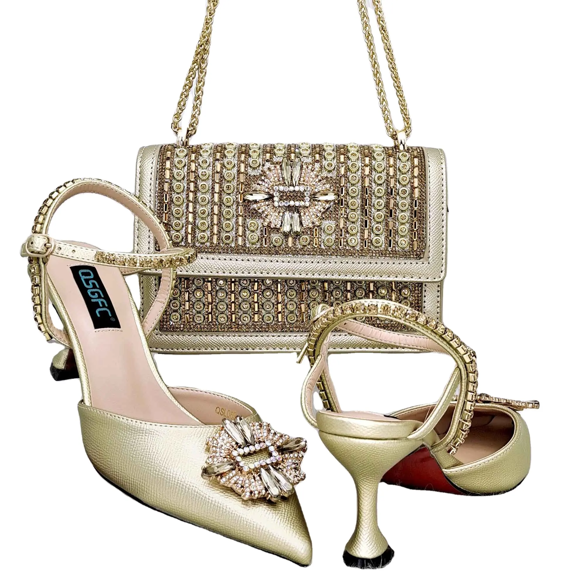 Size 38 to 43 women italian shoe brands wholesale matching shoes and handbags clutch bags china