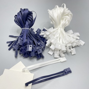 Cuerda de etiqueta colgante de ropa personalizada de alta calidad, cinta blanca, cinta negra de grano colgante, cuerda de etiqueta colgante redonda de doble inserción - Product Image 1