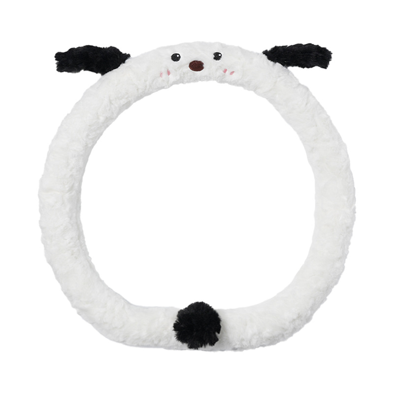 Couvre volant chiot brossé en fourrure de lapin blanc 38d