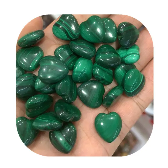 Fábrica de vendas diretas 14mm cristais pedras naturais jóias amor corações natural verde malaquita coração para o presente