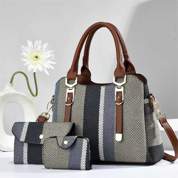 Classic Pu Leather Ladies Shoulder Tote Bag Good Price Women Purses 2024 Handbags Set