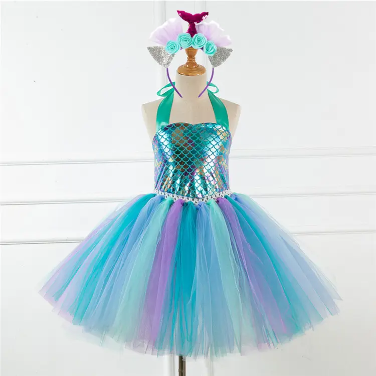 2021 yeni varış 3D Mermaid kız elbise el yapımı örgü Tutu elbise bebek kız prenses elbise kadın kostümü