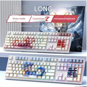 108-Key Three-Mode Wireless for Bluetooth Mechanical Keyboard Multilayer <strong>PCB</strong> <strong>Black</strong> Tea Red Green Axis Side Engraved for Gaming - Product Image 2