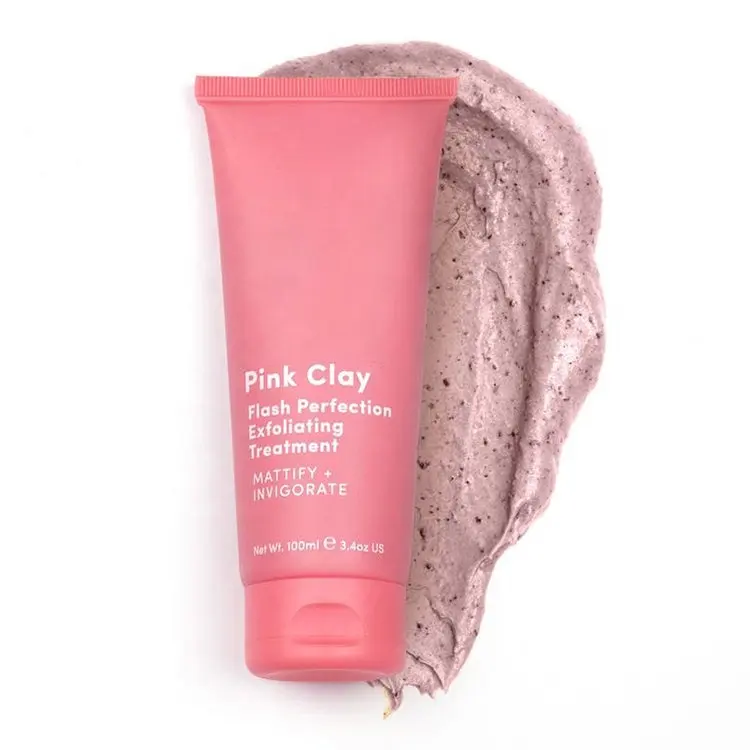 ฉลากส่วนตัว OEM ODM Exfoliating Face Scrub Brightening Pink Clay Facial Scrub