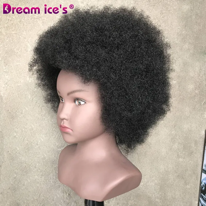 دمية شعر أفريقي تدريب من DREAM.ICE دمية شعر سوداء مع كيرل ضيق، دمية شعر بشري 100%