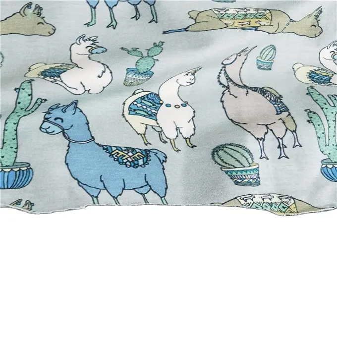 Tissu en coton imprimé en tricot de coton personnalisé avec impression de dessin animé mignon