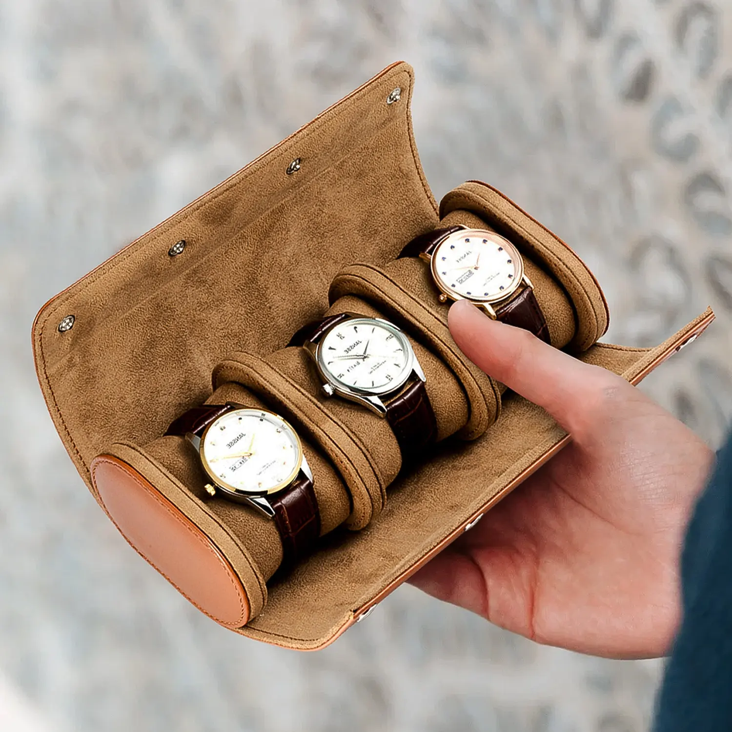 Custom Luxury Vintage Leather Watch organizador Rolo Embalagem Relógio Presente Relógio de pulso Travel Case 1 2 3 Bag Leather Watch roll