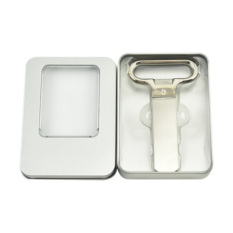 Argent brillant avec la boîte de bidon