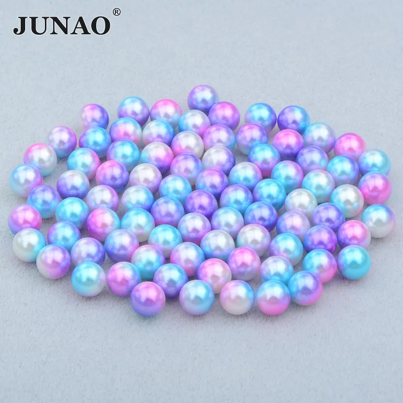 JUNAO Wholesale 3mm 6mm 8mm 10mm 12mm Imitation Pearl Beads Plastic Pearls Colorful Round Pearls For Jewelry Clothes