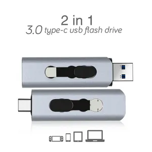 OTG 2合1通用串行总线3.0闪存驱动器，带c型笔4GB-128GB容量激光徽标通用串行总线2.0接口，盒装手机和平板电脑 - Product Image 3