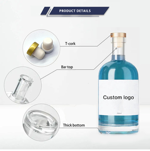 High Quality Spirits Vodka Gin Liquor Glass Bottles 50ml 100ml 200ml 375ml 500ml 750ml <strong>1L</strong> Bottle With Cork Screw Cap - Product Image 5