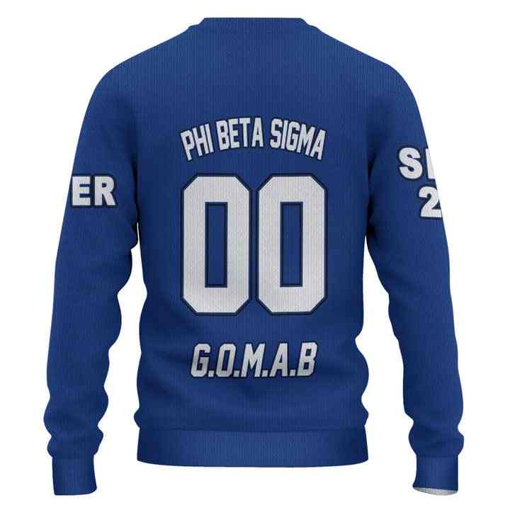 Phi Beta Sigma เสื้อกันหนาวแบบถักสีน้ำเงินเข้มสเวตเตอร์แบบลำลองออกแบบได้เองสำหรับผู้หญิงจัมเปอร์คริสต์มาสที่น่าเกลียดเสื้อกันหนาวแบบสวมหัวเสื้อสวมหัวคอกลมสำหรับฤดูหนาว