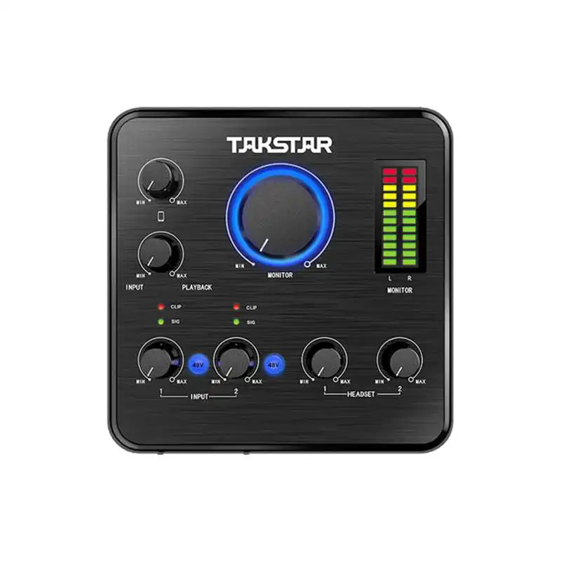 Takstar Mx630 Carte son Téléphone portable et ordinateur Compatible avec Microphone d'appel vocal électronique externe Carte son en direct