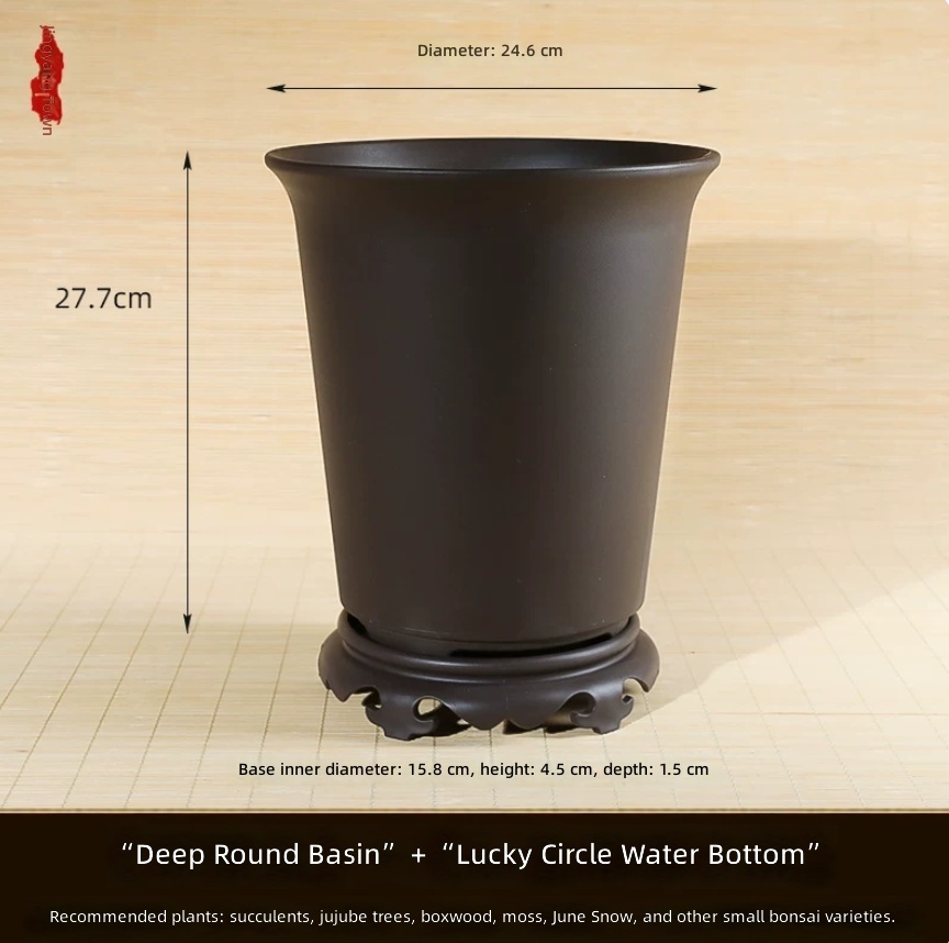 Resin Rosewood OD24.6 H27.7, Ruyi Round Water Tray
