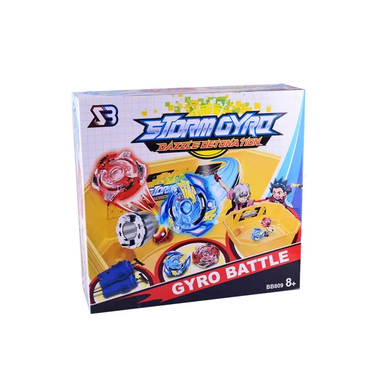 Neues Kinderspielzeug-Explosions-Gyroskop-Set (zwei Gyros, zwei große Werfer, zwei Griffe, Gyros) Klassisches Kreisel spielzeug