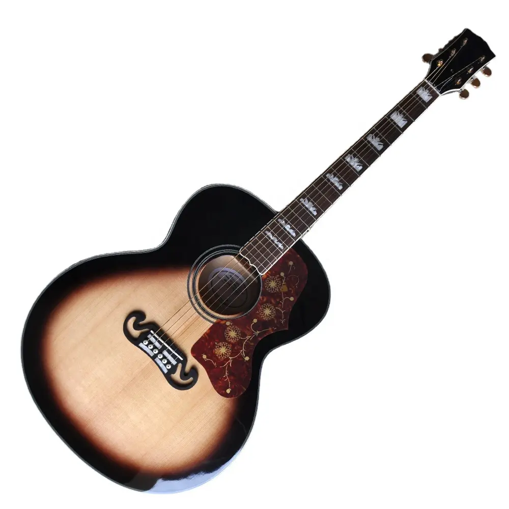 Flyoung Sunburst 43 Inches Acoustic Guitar SJ200 Mô Hình Tùy Chỉnh Thực Hiện