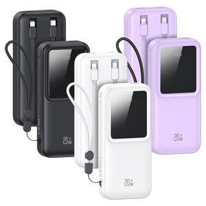 USAMS 20000mAh PD20W + QC3.0 Pantalla digital de doble puerto Banco de energía de carga rápida con cable - Product Image 1