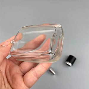 50ML 1.7 FL OZ Flat square Round Shoulder Easy Refillable Screw Neck Perfume Spray Glass Bottle <strong>Fancy</strong> Crimp Bottle