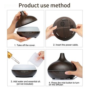 2024 gran oferta humidificador de aire ultrasónico 500ml difusor de Aroma de aceite esencial eléctrico de grano de madera con Control remoto