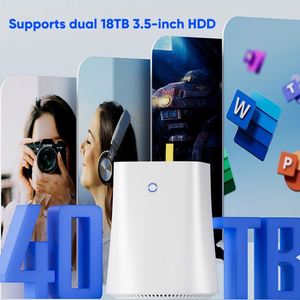 OEM 12th Gen N100 2-Bay NAS Mini PC R1 PRO 2x 2,5G Router Network Storage Media Server Private Cloud Disk Station