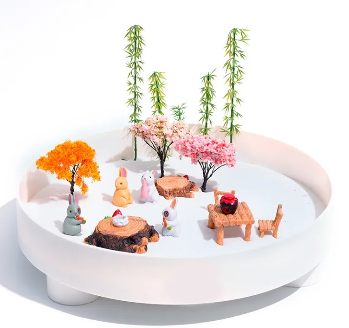 Decoración de resina conejo mesa de arena moderna Oficina jardín decoración resina decoración del hogar