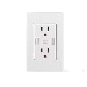 ซ็อกเก็ตสวิตช์ผนังแบบอเมริกันสารหน่วงไฟ PC หกรูพร้อม Dual USB 3.1A 2.1A 50HZ 2เต้ารับแบบ US 2พอร์ต USB สีขาวสีน้ำเงินฉลาม - Product Image 1