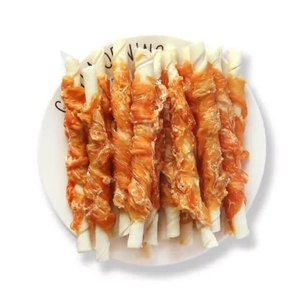 Grosir organik berprotein tinggi rasa ayam Gerinda anjing gigi membersihkan stik gigit lem dibungkus kulit sapi rol makanan ringan anjing - Product Image 6