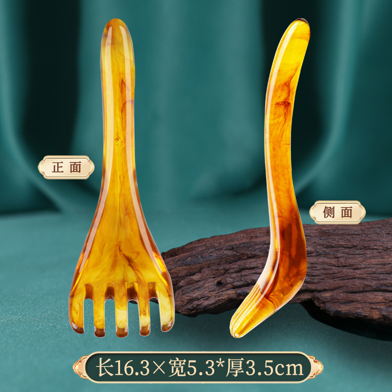 Peigne à cinq griffes-ambre/résine-63g