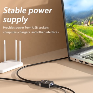 1 to 2 RJ45 <strong>Network</strong> Splitter <strong>Adapter</strong> with Usb Power Cable Internet Lan Converter 8P8C Female Extender Plug Extension - Product Image 2