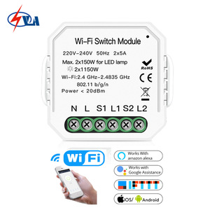 ミニWiFi RF433スマートライトスイッチ、プッシュロッカースイッチソケット用の簡単なペアリング2ウェイMOES、Tuya Smartlife APPリモコン - Product Image 1