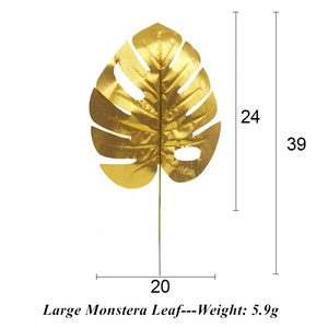 QSLH-ALE810 批发装饰金色棕榈叶人工Monstera叶子