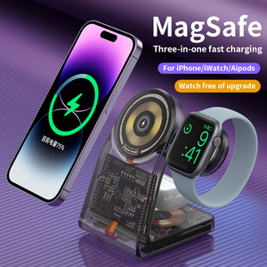 3 in 1 kablosuz şarj standı taşınabilir hızlı şarj istasyonu iPhone 16/15/14/13/12 Pro Max için iWatch 9/8/7/6/5 Airpods 3/2 - Product Image 2