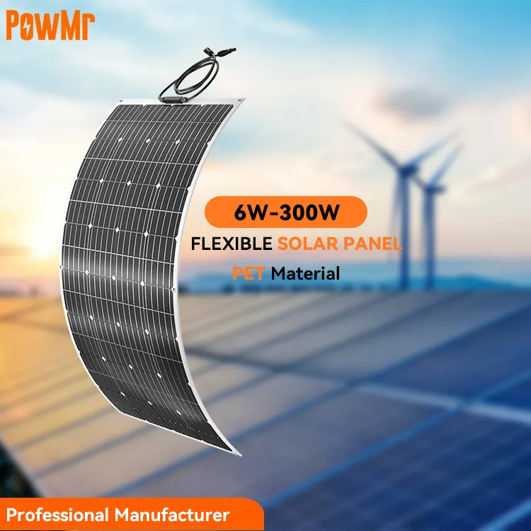 PowMr esnek GÜNEŞ PANELI 100W 120W 200W 300W Monocrystalline silikon Pv paneli güneş enerjisi depolama sistemi için