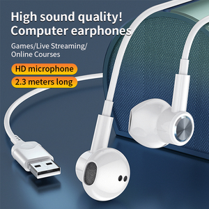 USB PC kablolu manyetik kulaklık mic tak ve oyun ile kulak içi kulaklık HiFi Stereo gürültü iptal bilgisayar kulaklığı - Product Image 2
