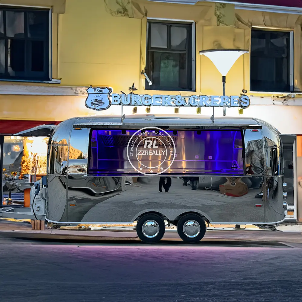Özelleştirilmiş mobil gıda kamyonu paslanmaz çelik gıda römork hızlı sokak mutfak satış arabası gıda durak kiosk CE nokta
