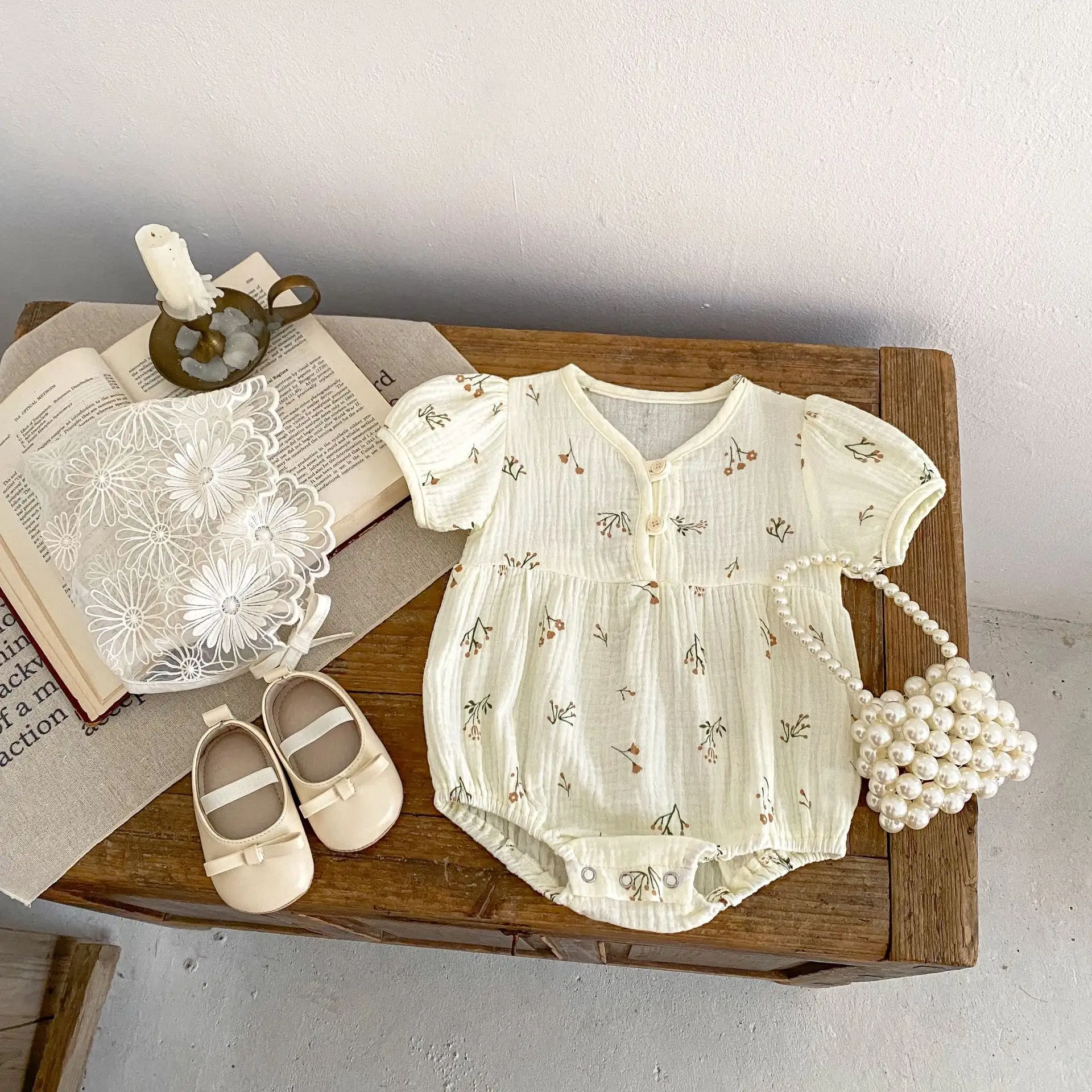 Engepapa été nouveau-né bébé fleur impression combinaison infantile coton vêtements fille barboteuse