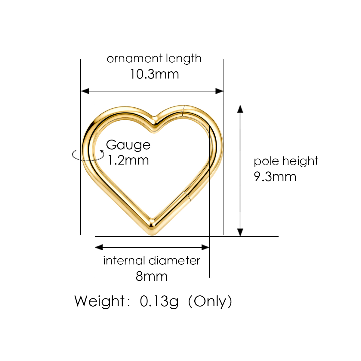 Plaqué Or - 1,2* 8 mm