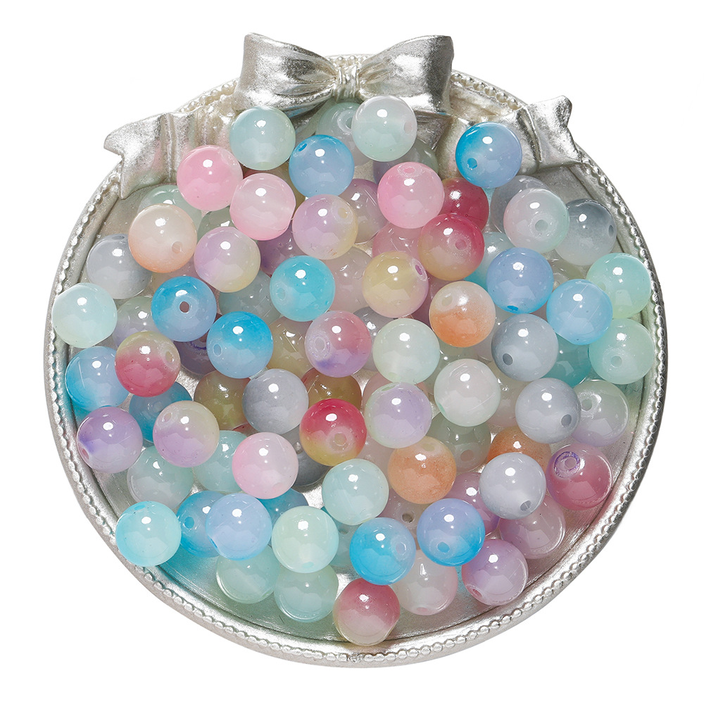 Perles imitation jade en verre bicolore - mélange aléatoire