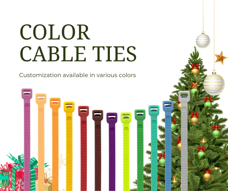 Fscat 150mm-350mm autoblocante color zip tie cinta de nailon extraíble decorativo árbol de Navidad UV bridas para cables