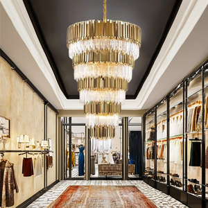 Custom Modern Crystal Chandelier Villa Hotel <strong>Penthouse</strong> Vintage Style Living Room Lighting Switch Control Chrome Metal 220V AC