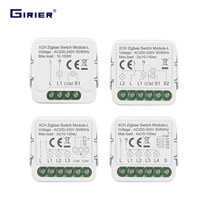GIRIER 1/2/3/4ギャングなしニュートラルワイヤー必要スマートスイッチサポート2ウェイコントロールTuya ZigBeeライトスイッチ - Product Image 1