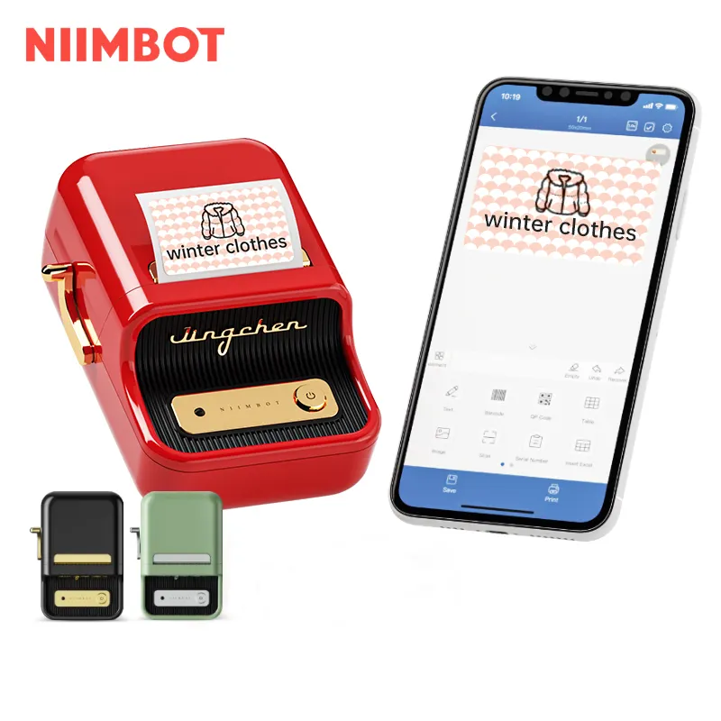 Niimbot/ jingchen B21 बारकोड qr कोड स्टीकर लेबल पोर्टेबल प्रिंटर गहने थर्मल स्टीकर मिनी बारकोड लेबल प्रिंटर