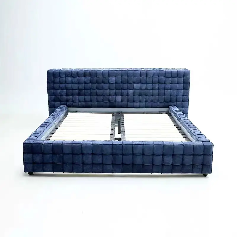 Итальянская легкая Роскошная полностью импортная двуспальная кровать из матовой кожи постмодернистская Главная спальня двуспальная кровать Персонализированная дизайнерская мягкая кровать