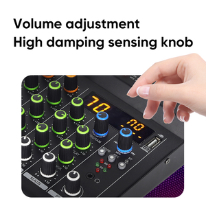 Mini profesyonel 4 kanal usb ses konsolu kayıt canlı akışı yayın şarkı için 2 kablosuz mikrofon ile karaoke mikser - Product Image 2