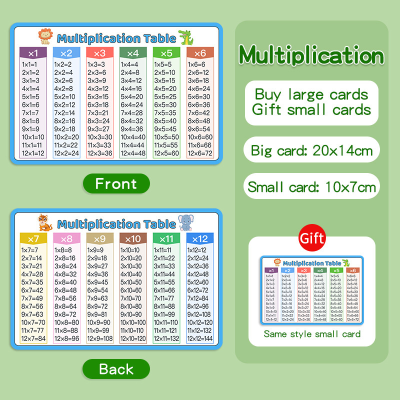 Table de multiplication - Achetez en gros, recevez une carte cadeau.