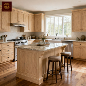 خزانة مطبخ من الخشب الصلب على شكل حرف U مخصصة مع مجموعة كاملة من البلوط مع مورد تجديد كامل للمنزل بالكامل من الجزيرة - Product Image 2