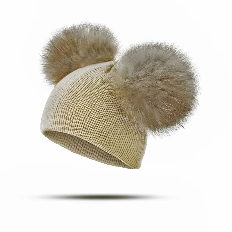 Sombreros de bebé con pompón de piel 2024, gorro de invierno para niño y niña de 0 a 5 años con Pompón, Gorro con pompón de algodón Flexible para niños