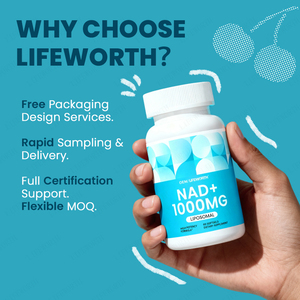 Kapsul Lifeworth NAD+ Liposomal Resveratrol, Pendukung Antioksidan untuk Kesehatan Seluler, Stamina, Penuaan Sehat, Bersertifikasi HACCP GMP - Product Image 2