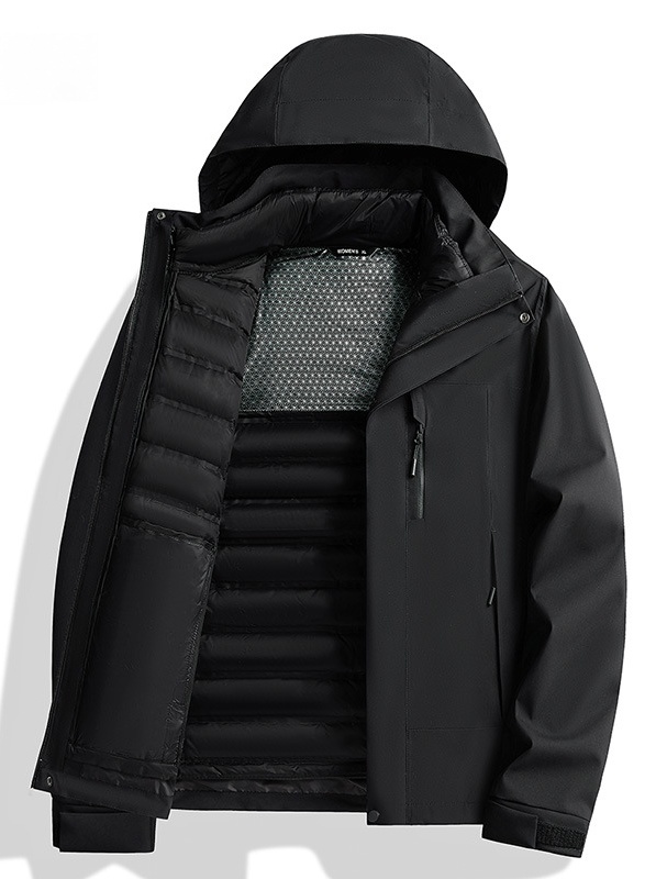 Chaqueta de plumas para hombre, estilo moderno - Negro